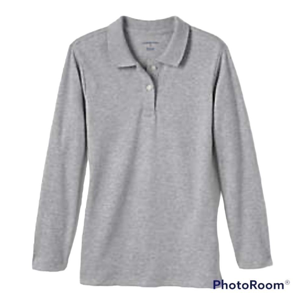 LANDS End School Uniform Girls' Long Sleeve Feminine Fit Interlock Polo Shirt XL